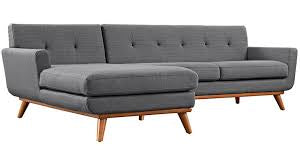 MidMod sectional Right side chaise in Green Soft linen