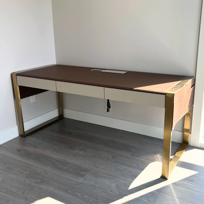Leather writing desk & chair
