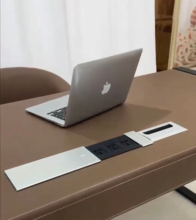 Leather writing desk & chair