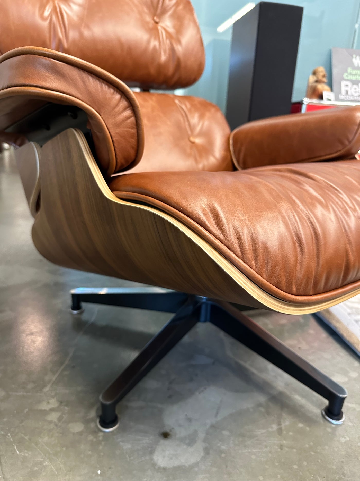 Vintage leather Eames chair.