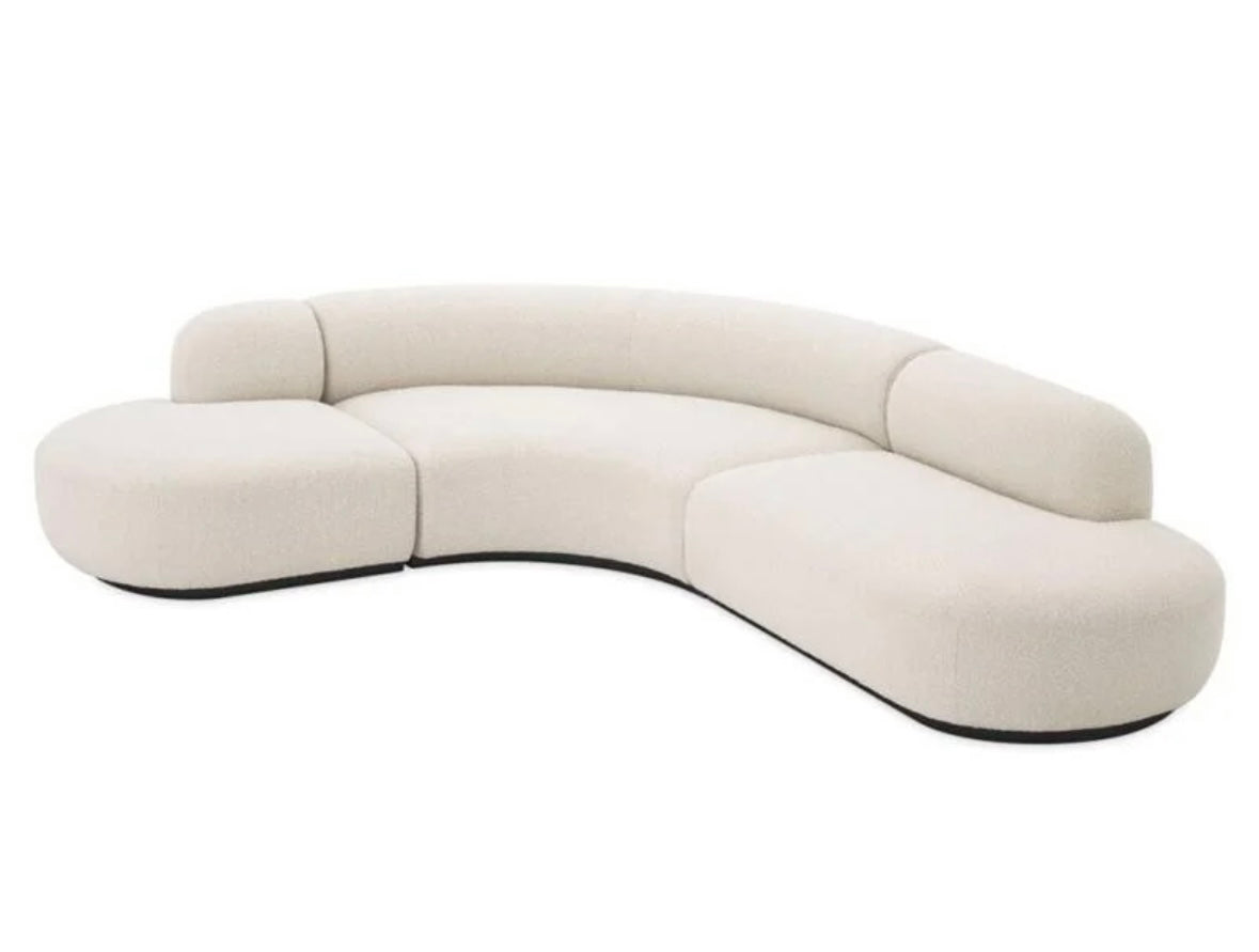 Kagan L Curve In Off white Cream PU leather 90x118 inches