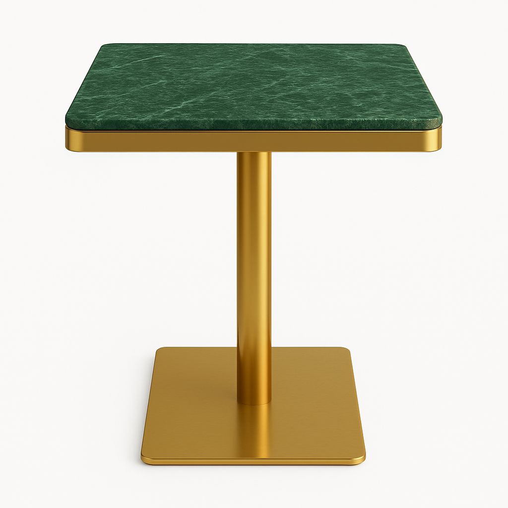 Green Marble dining table with Metal base