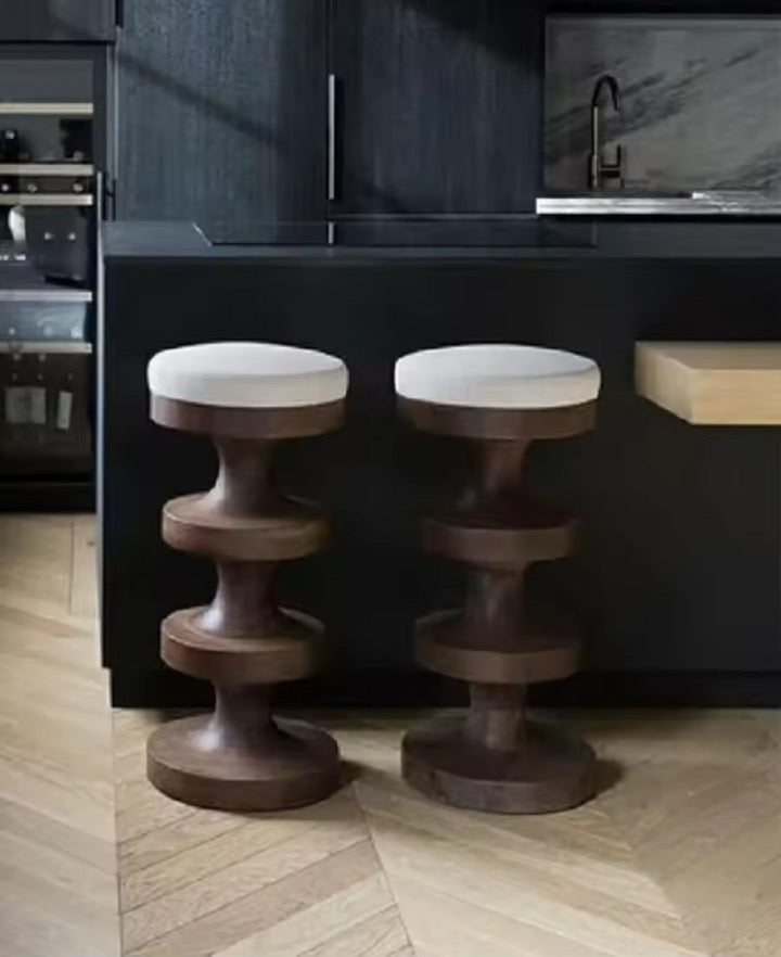 Wood stools 2 piece set