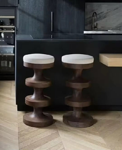 Wood stools 2 piece set