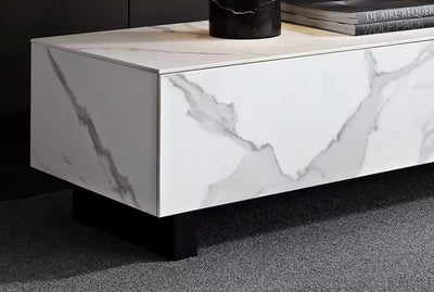 Modern white ceramic marble Tv unit.