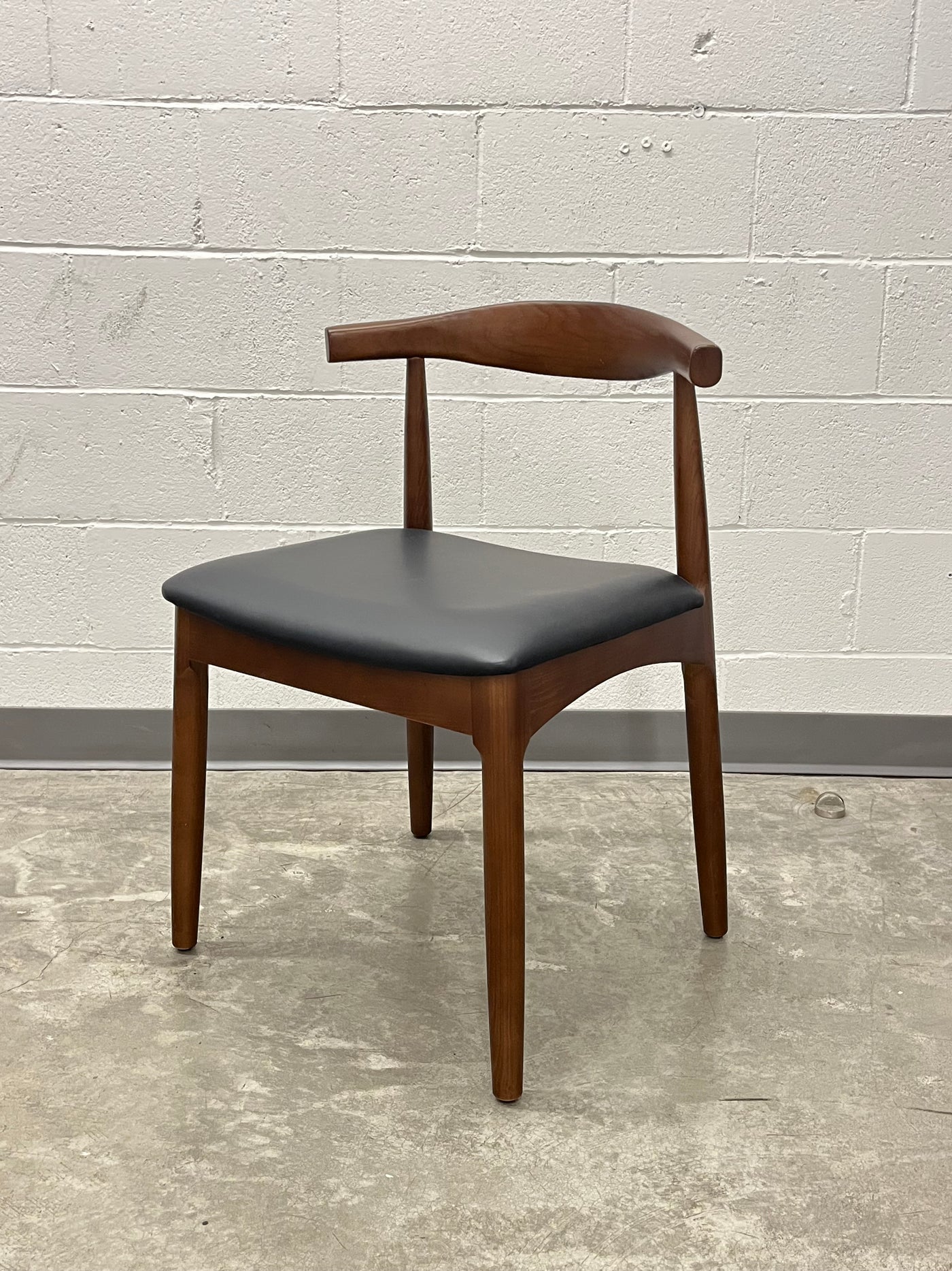 Elbow Chairs (walnut & black leather)