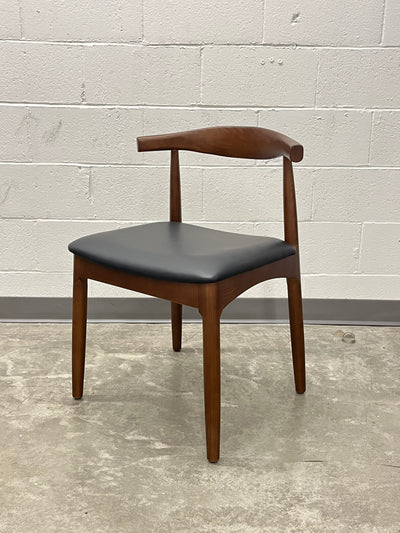 Elbow Chairs (walnut & black leather)