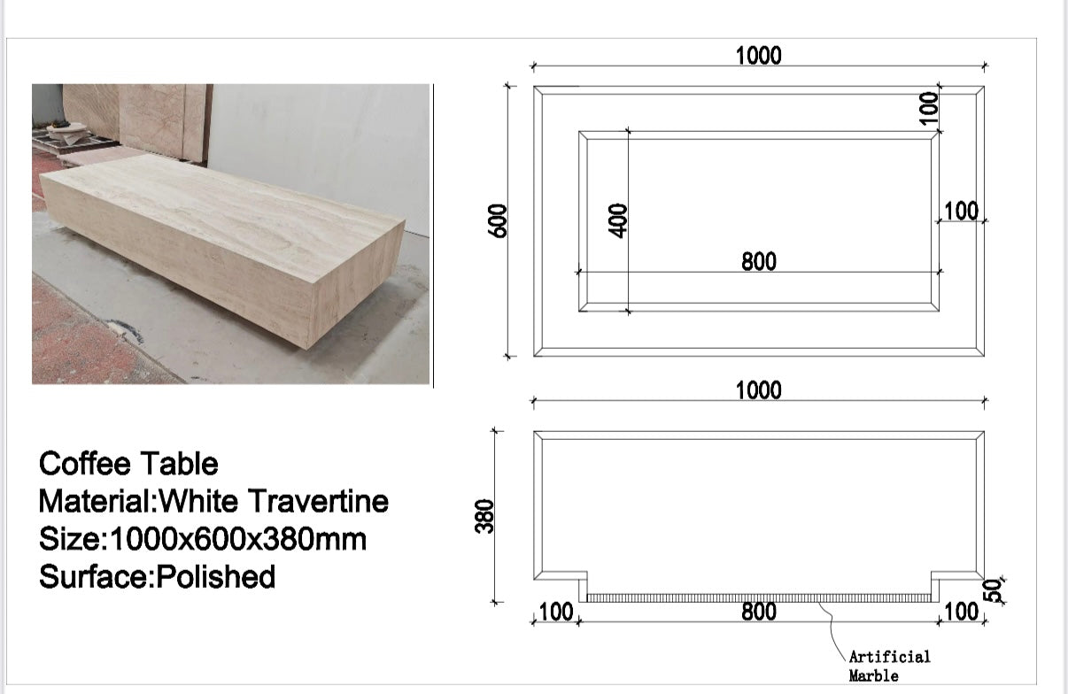 Travertine coffee table