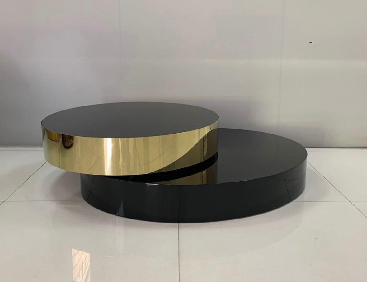 Round swivel coffee table (Black/Gold)