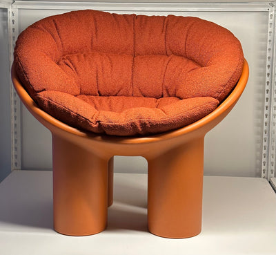 Red Poly chair with  red boucle cushion  seat height is 15inch