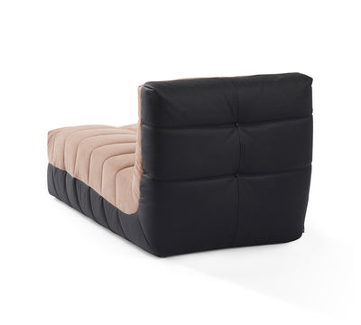 Russo2 chaise lounger (Pink corduroy/ Black leather)