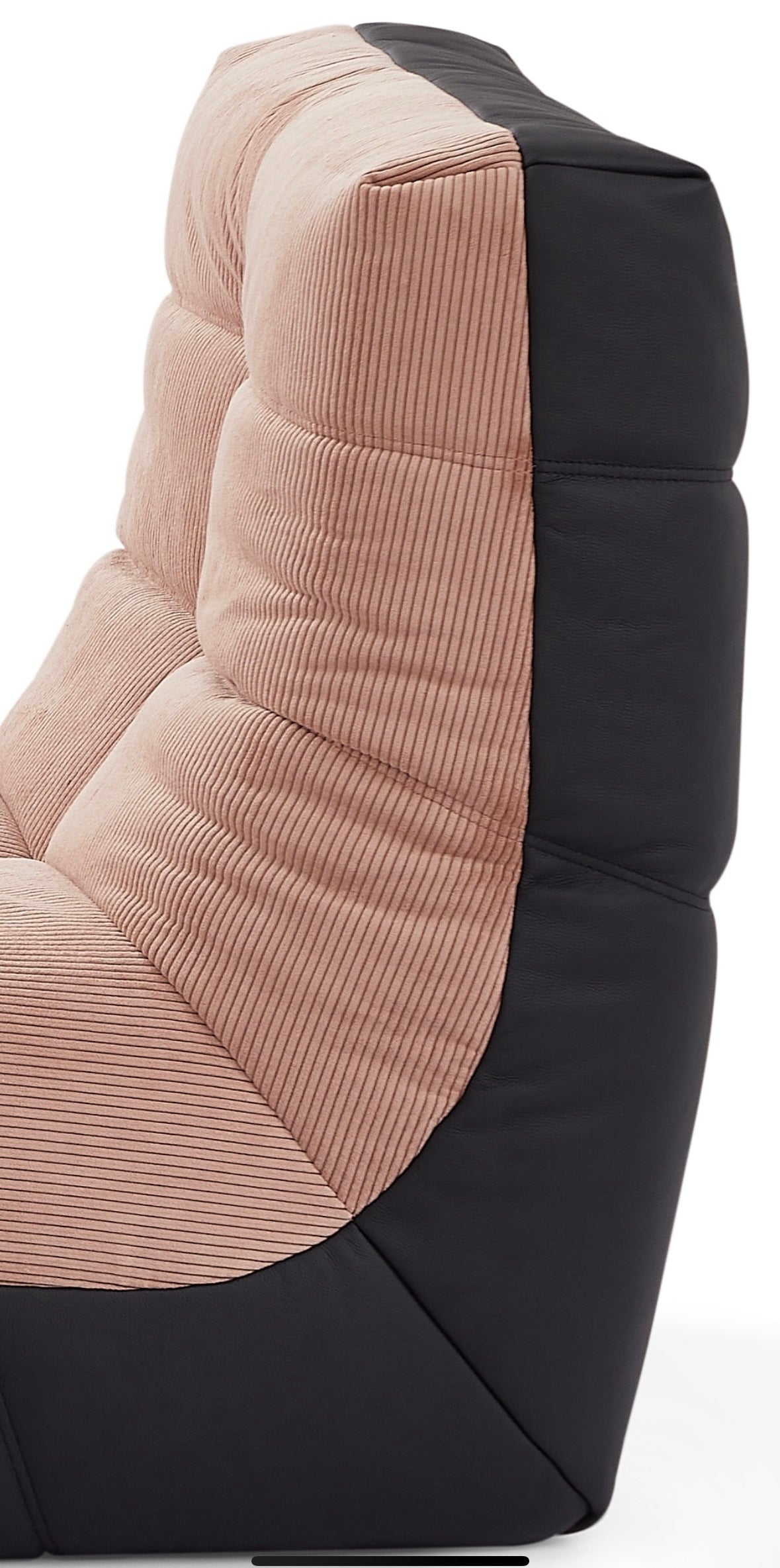 Russo2 chaise lounger (Pink corduroy/ Black leather)