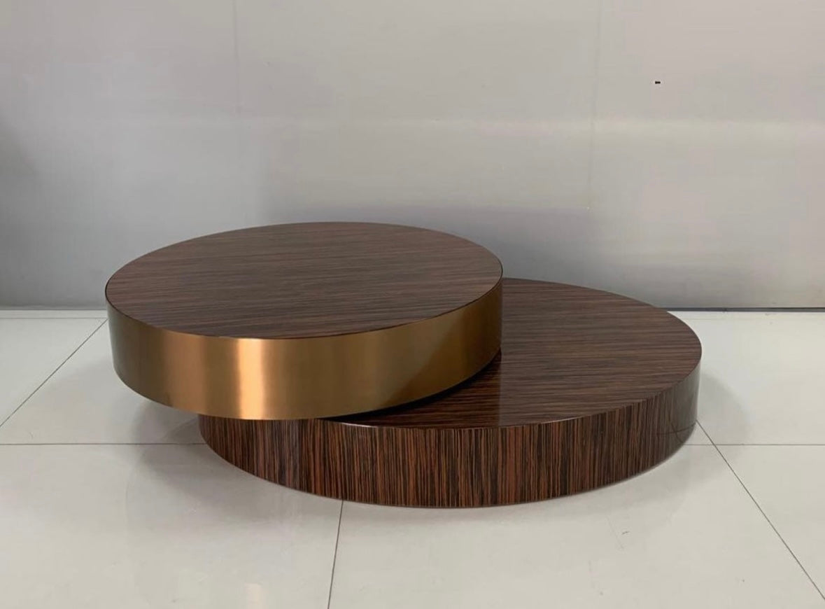 Round swivel coffee table (wood/Bronze)