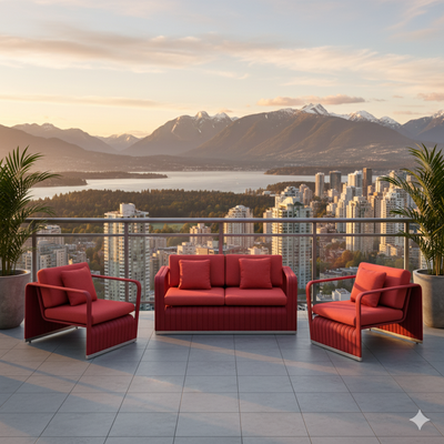Red outdoor frame furniture set
