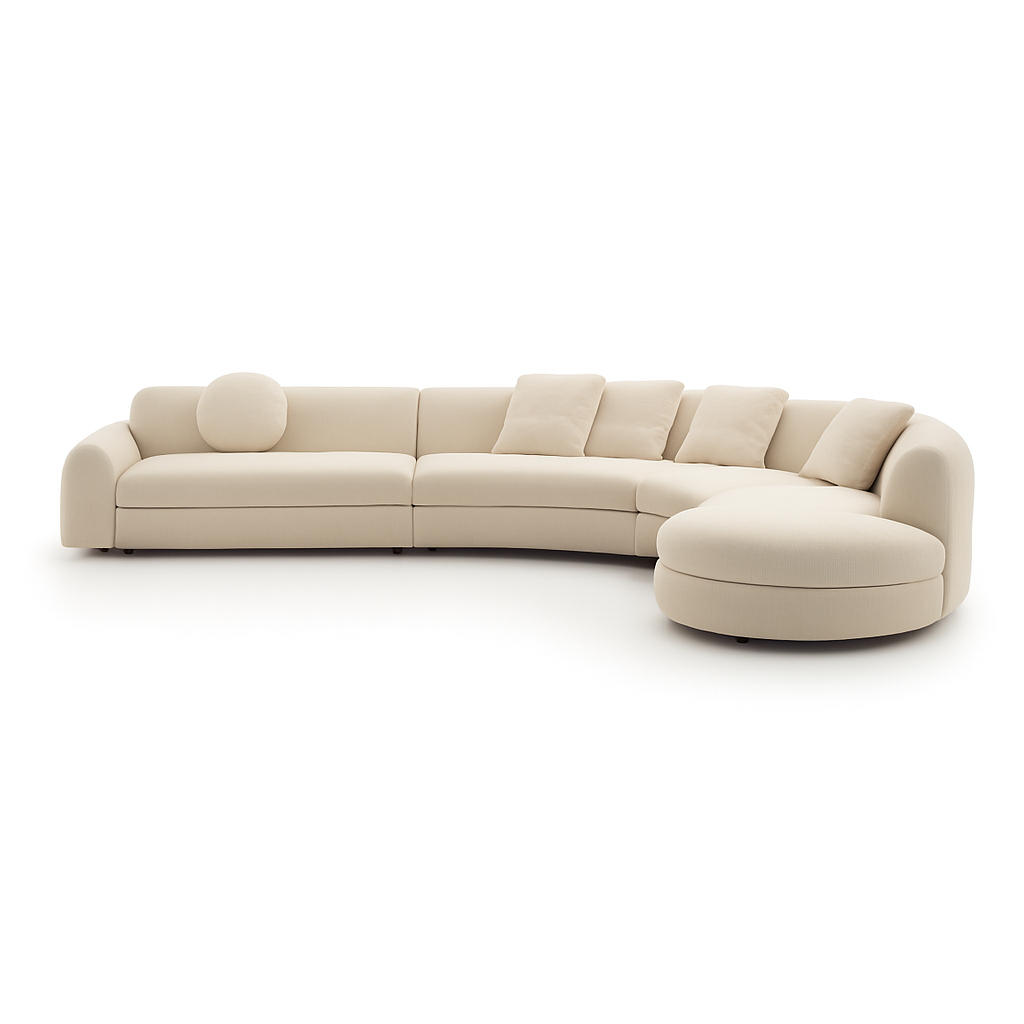 J curve 4 piece sectional sofa