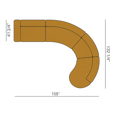 J curve 4 piece sectional sofa