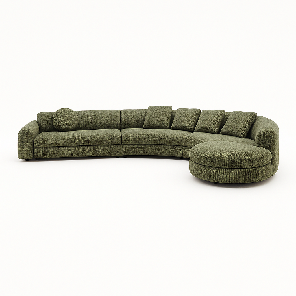 J curve 4 piece sectional sofa