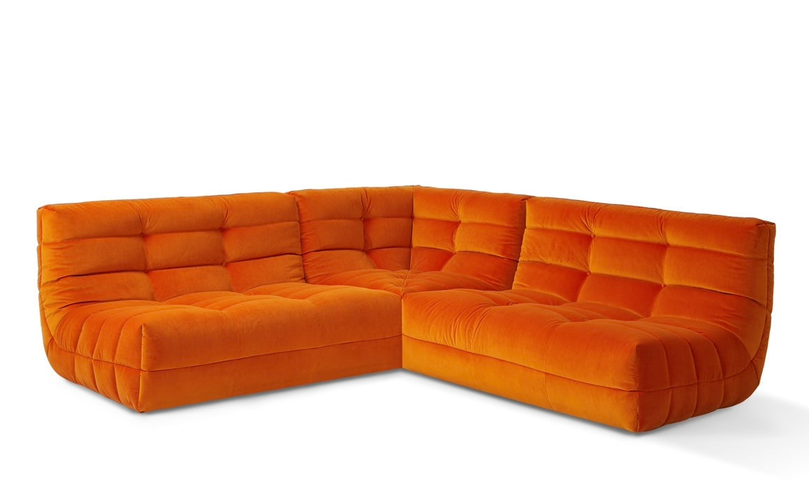 Russo2 sectional (bright orange velvet)