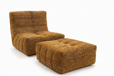 Russo2 Lounger & ottoman (Teddy bear boucle)