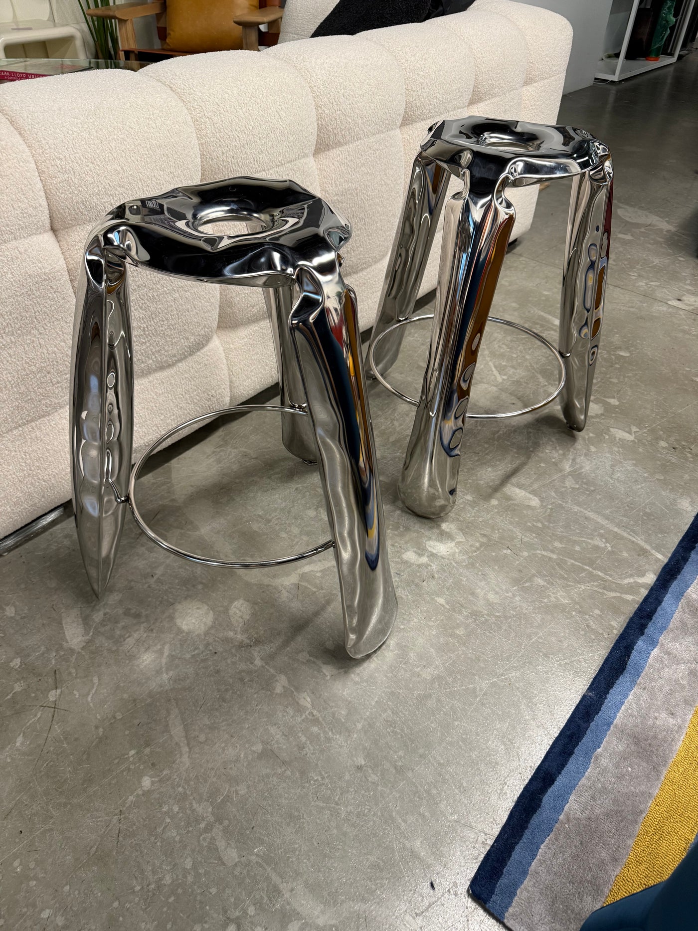 Chrome Pump counter stool set (2)