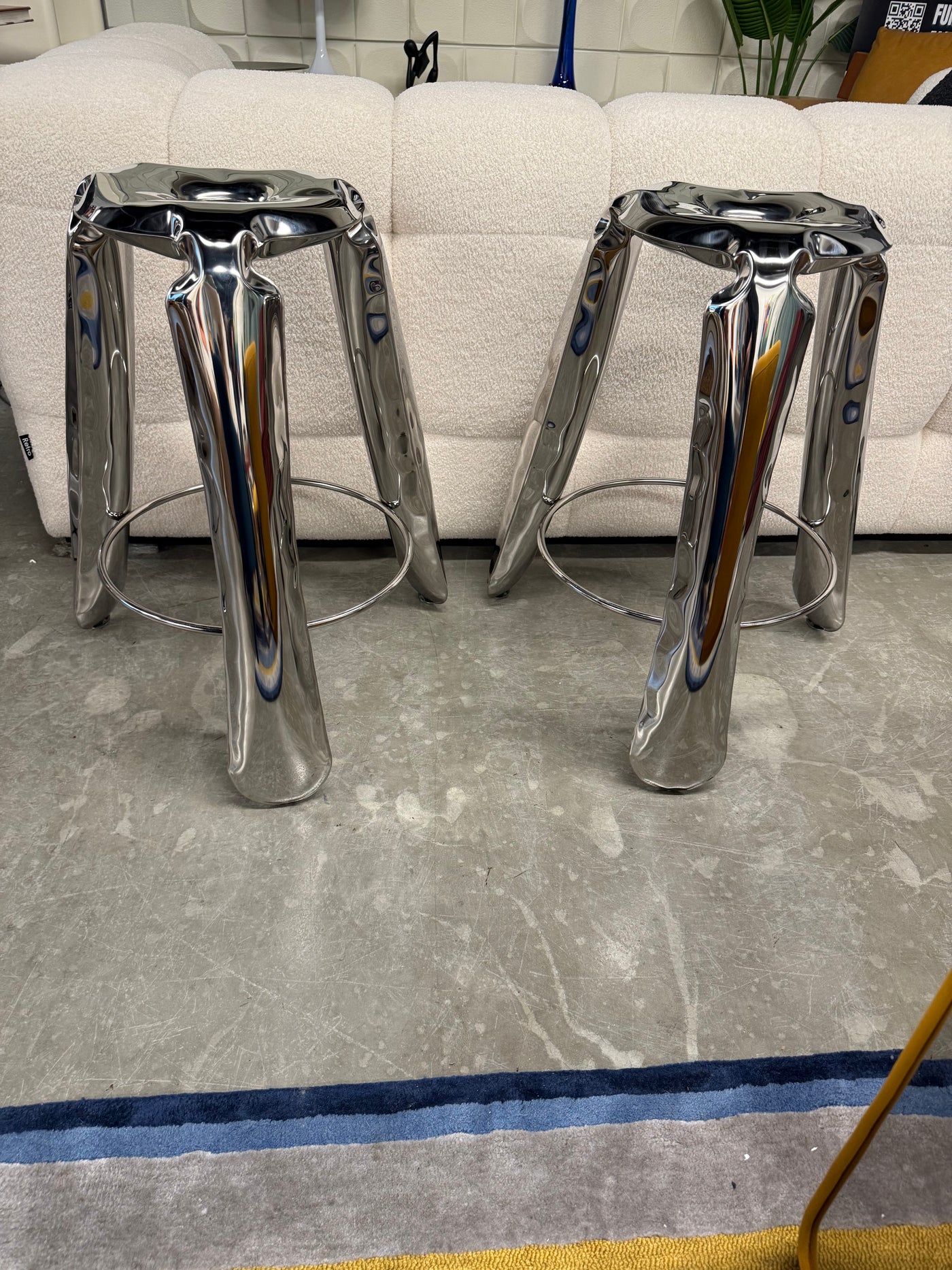 Chrome Pump counter stool set (2)
