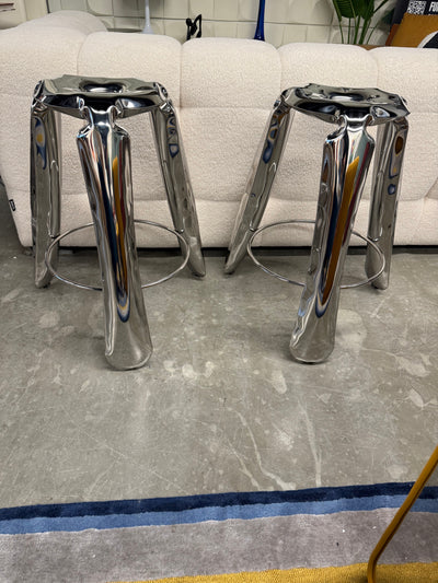 Chrome Pump counter stool set (2)