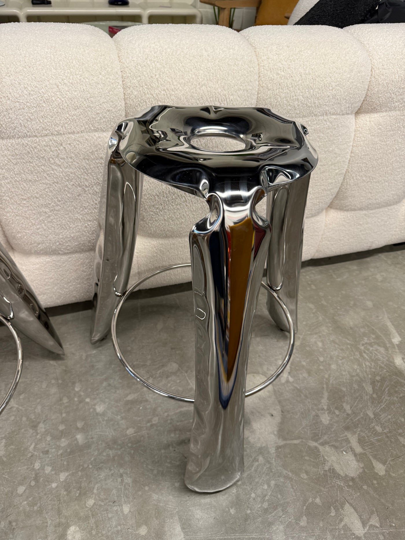 Chrome Pump counter stool set (2)