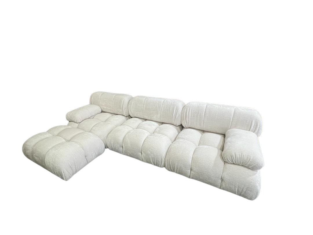 Bellivano2 sofa with ottoman (White chenille plush)