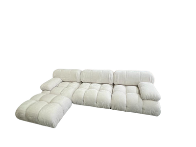 Bellivano2 sofa with ottoman (White chenille plush)