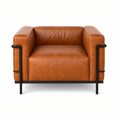 LC3 arm chair in modern leather design, featuring a sleek frame and mid-century aesthetics, ideal for contemporary interiors.