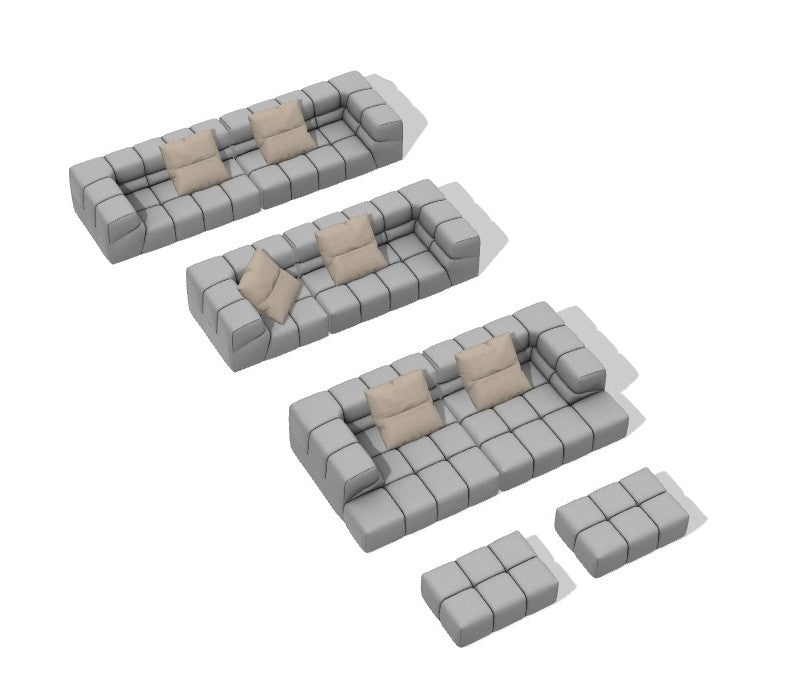 3 sofa (8 Piece) theater set in grey soft chenille fabric