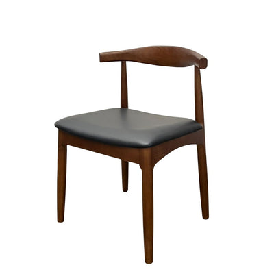 Elbow Chairs (walnut & black leather)