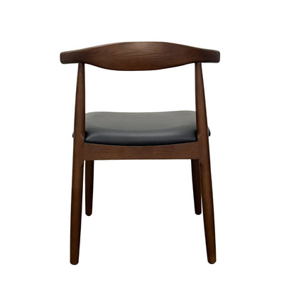Elbow Chairs (walnut & black leather)