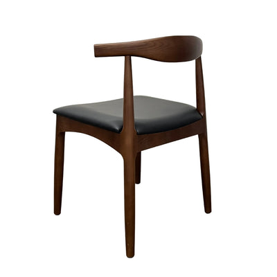 Elbow Chairs (walnut & black leather)