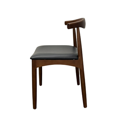 Elbow Chairs (walnut & black leather)