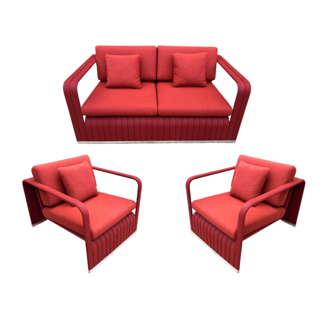 Red outdoor frame furniture set