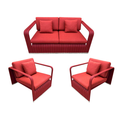 Red outdoor frame furniture set