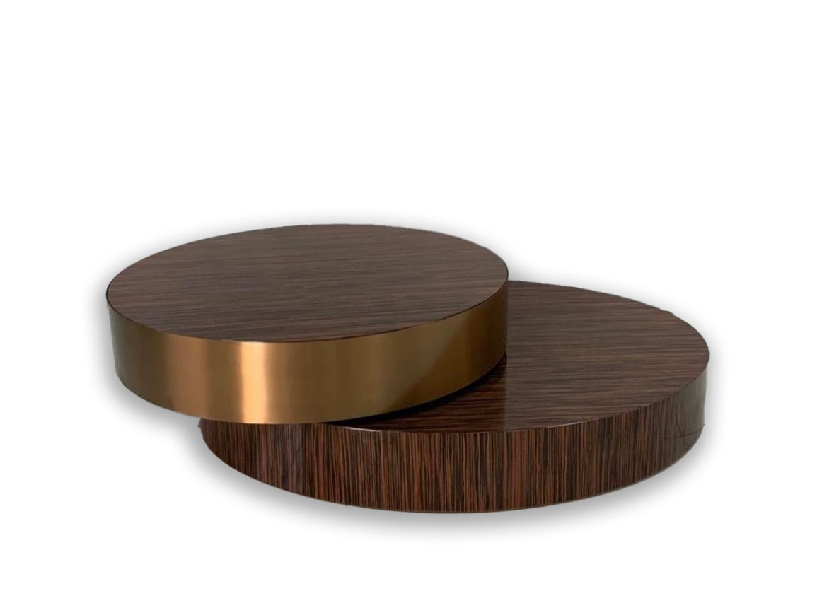 Round swivel coffee table (wood/Bronze)