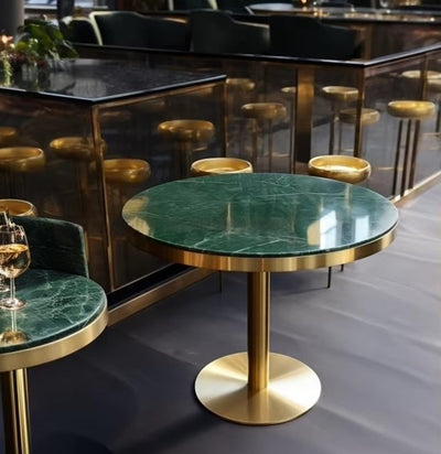 Green Marble dining table with Metal base (36In)