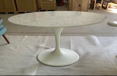 Oval White Marble Tulip dining table