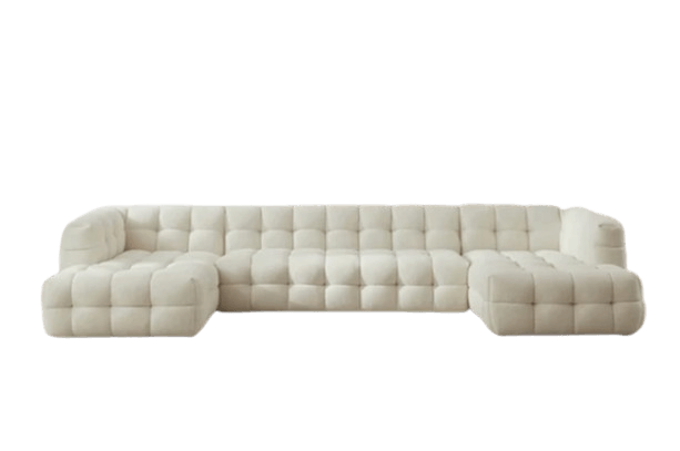 Boba U shape sofa in elegant cream fabric, featuring stylish tufted design for ultimate comfort in any living space.