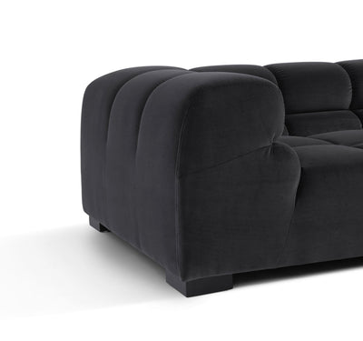 Tufty Two Piece Corner Sofa with Chaise *Charcoal Grey Velvet