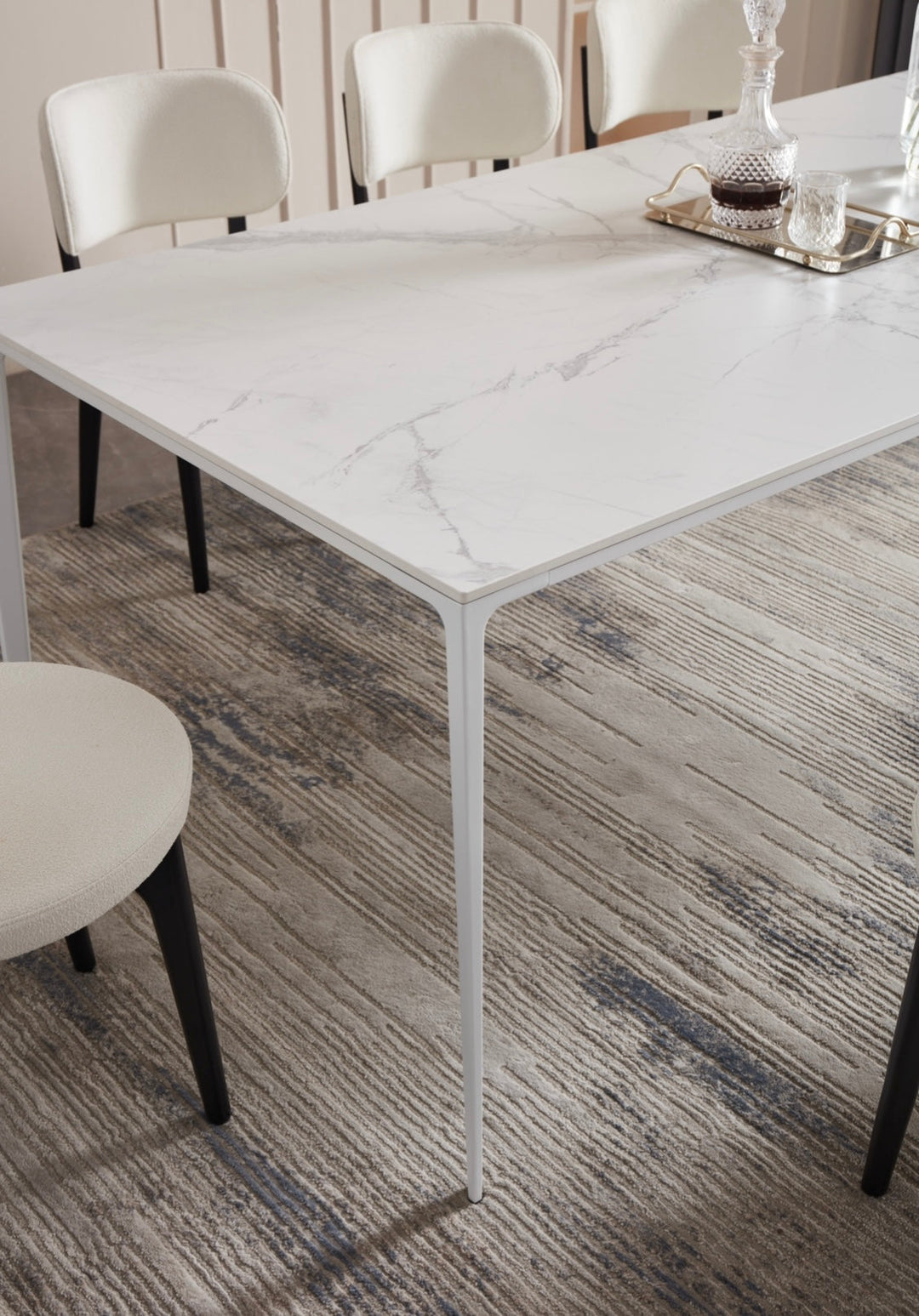 White Sintered stone stone Dining table – Retro modern designs