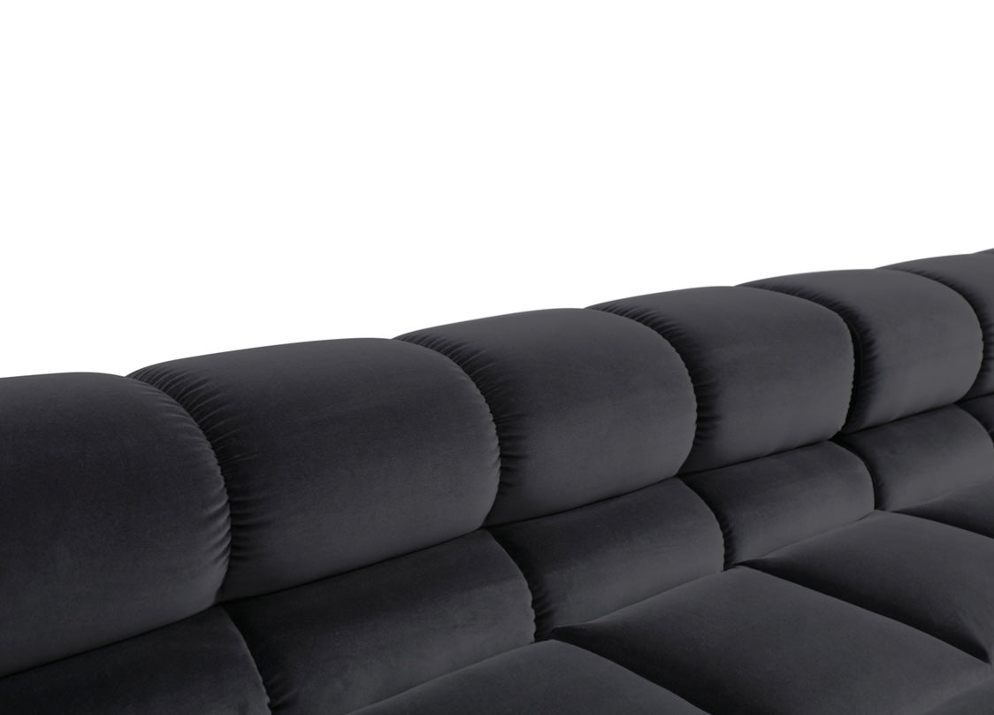 Tufty Two Piece Corner Sofa with Chaise *Charcoal Grey Velvet