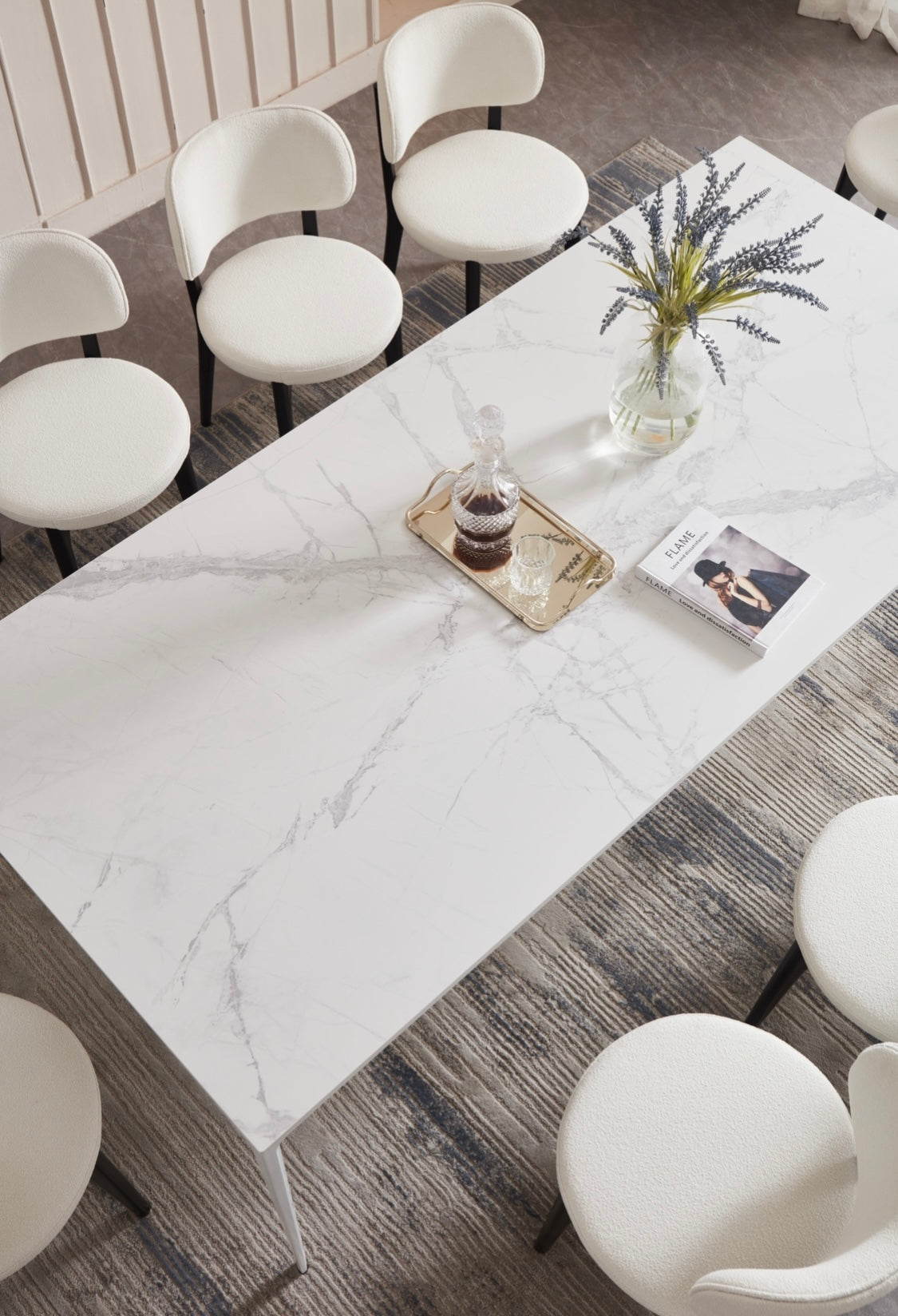 White Sintered stone stone Dining table
