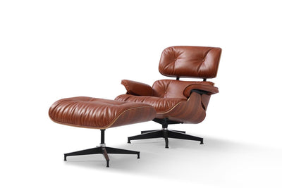 Vintage brown leather  Eames Lounge Chair & Ottoman - Retro Modern Designs