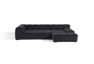 Tufty Two Piece Corner Sofa with Chaise *Charcoal Grey Velvet