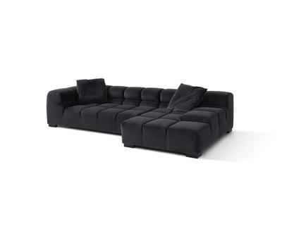 Tufty Two Piece Corner Sofa with Chaise *Charcoal Grey Velvet